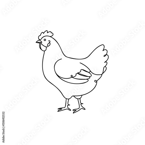 Simple Line Art of a Chicken Farm Animal Illustration for Decor and Creative Projects