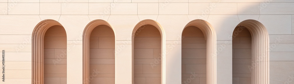 Fototapeta premium Elegant Beige Arches Wall - Architecture, Interior design