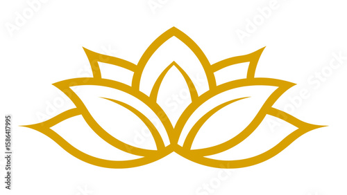 lotus motif in gold logo vector art illustration