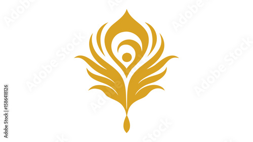 golden peacock feather monogram llustration