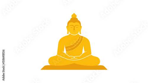 golden Buddha statue vector illustration