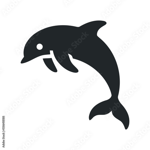 Dolphin Silhouette Vector Illustration A Playful Marine Mammal Design for Ocean Conservation and Aquatic Education Projects, Ideal for Marine Biology Studies