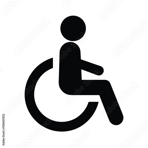 Classic black silhouette of a person in a wheelchair indicating accessibility