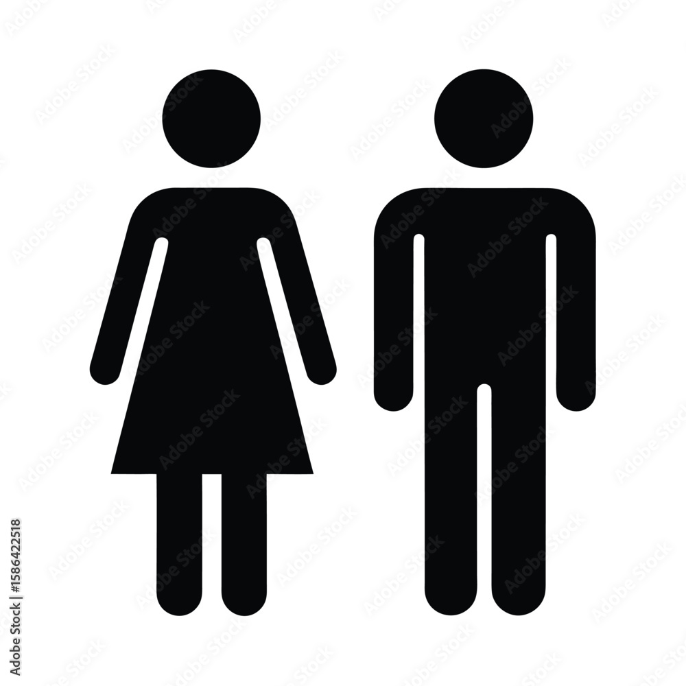 Simple black silhouette of a man and woman standing side by side silhouette Simple black silhouette of a man and woman standing side by side silhouette