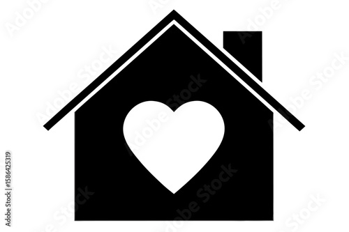 Heart house icon for real estate, a symbol of home