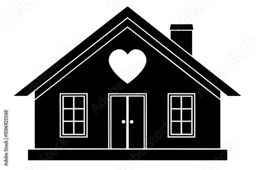 Black vector house icon illustration for real estate and home design