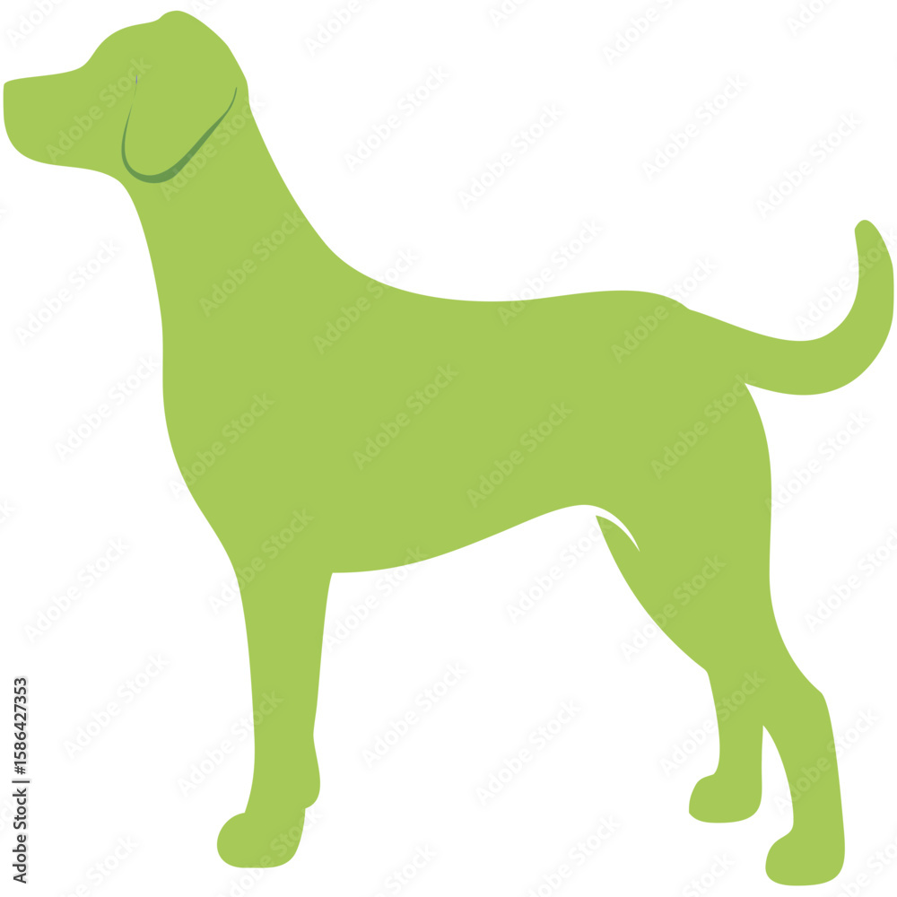 Fototapeta premium Green Dog Silhouette Vector – Labrador Retriever Outline Clipart in Lime Green