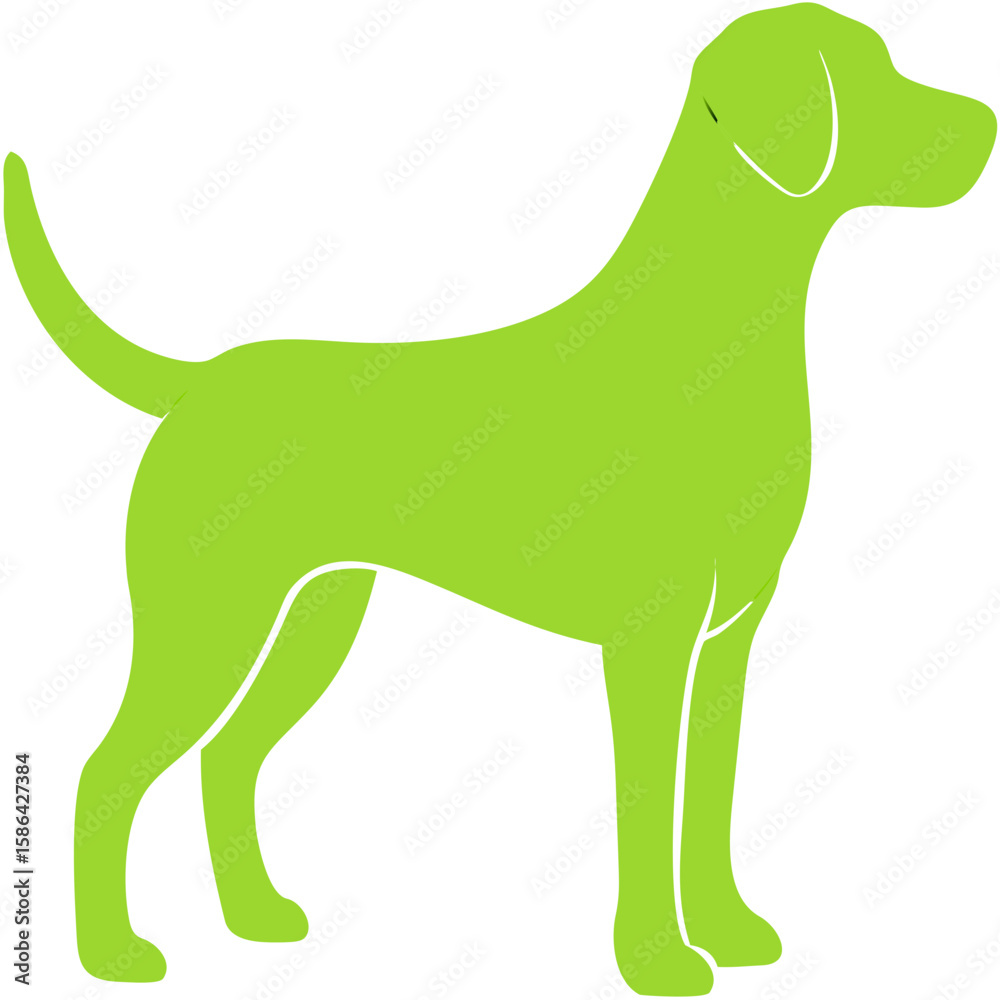Fototapeta premium Bright Green Dog Silhouette Vector – Clean Standing Dog Outline for Pet Logos, Veterinary Graphics, Dog Training Designs, Minimalist Animal Clipart & Digital Pet Branding Projects