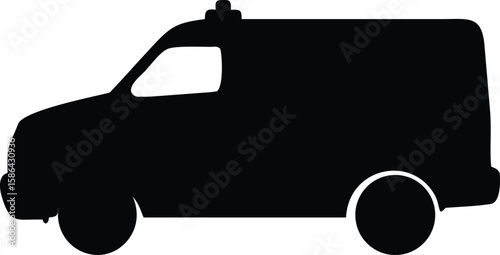Silhouette of a van, depicted in black against a white background, showing its side profile.