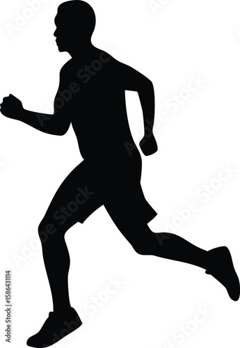 Silhouette of a man running, showcasing athleticism and physical activity.