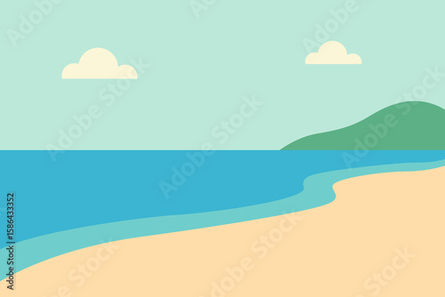 Serene Beach Landscape with Soft Clouds and Gentle Waves