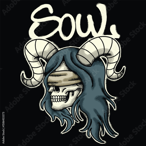 Skull girl for streetwear illustration