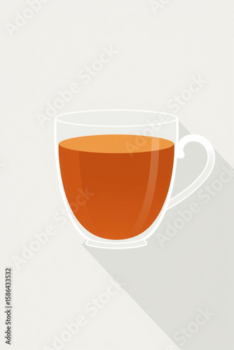 A modern, flat design illustration of tea using simple, two-dimensional shapes, emphasizing grace, elegance, and refined features