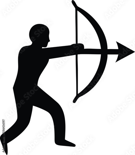 Silhouette of an archer in the act of drawing a bow and arrow.
