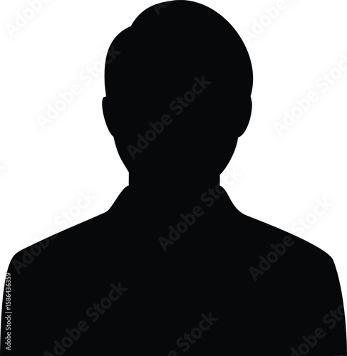 Silhouette of a person in a suit jacket, facing forward, shown from the shoulders up, against a white background.