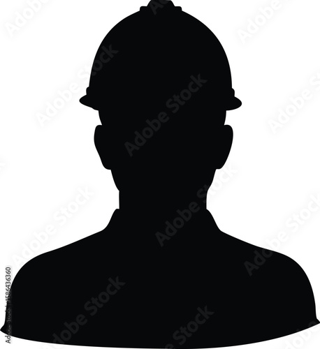Silhouette of a person wearing a hard hat, likely an engineer or construction worker.