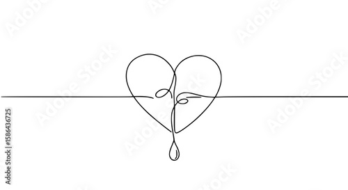 Single line outline vector heart design symbolizing peace and love  