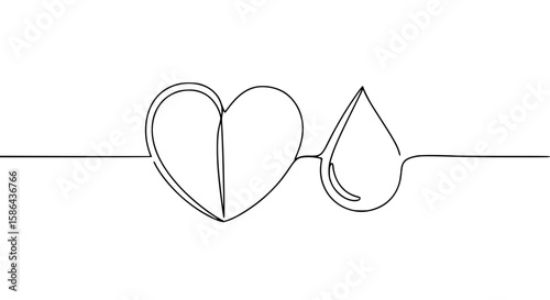 Heart and droplet outline design representing peace day concept  