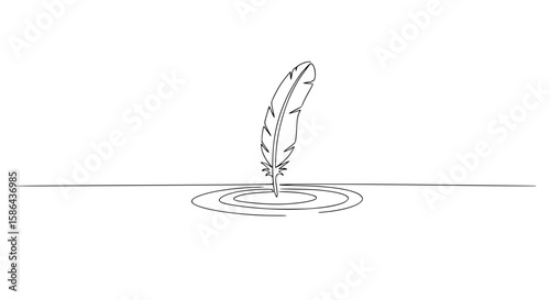 Feather creating ripples in water as a representation of peace day  