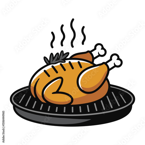 vector illustration of a cartoon chicken roast