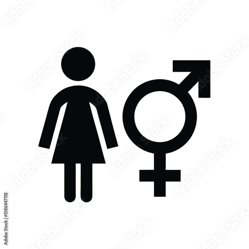 Simple female figure and male symbol silhouette indicating gender representation