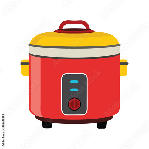 Vector Illustration of a Rice Cooker Kitchen Appliance Isolated on a White Background