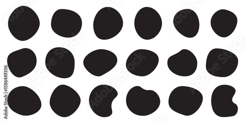 Blob shapes black collection vector design elements isolated. Random blob circles icon set. Isolated on a white background.