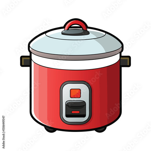 Vector Illustration of a Rice Cooker Kitchen Appliance Isolated on a White Background