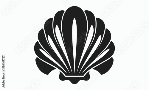 Shell silhouette vector, seashell illustration, shell silhouette vector, ocean shell icon illustration of a seashell on a black background 