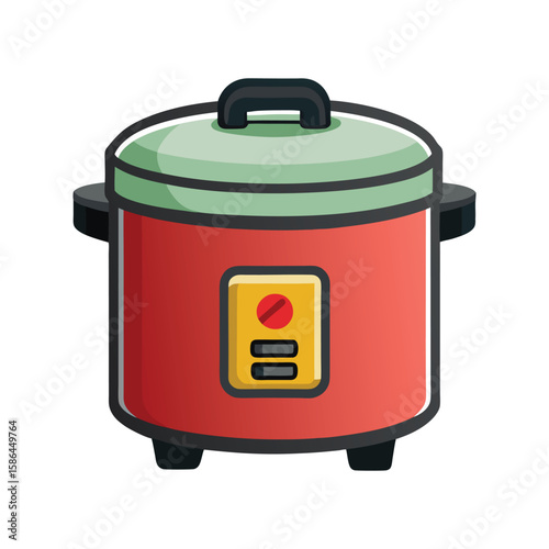 Vector Illustration of a Rice Cooker Kitchen Appliance Isolated on a White Background