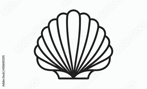 Shell silhouette vector, seashell illustration, shell silhouette vector, ocean shell icon illustration of a seashell on a black background 
