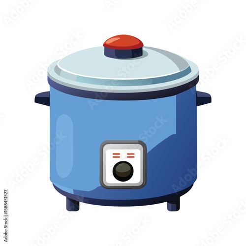 Vector Illustration of a Rice Cooker Kitchen Appliance Isolated on a White Background