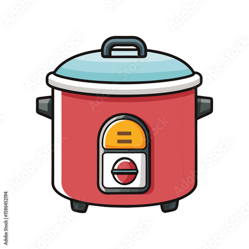 Vector Illustration of a Rice Cooker Kitchen Appliance Isolated on a White Background
