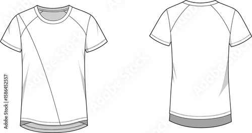 Technical flat sketches of a women's sleeveless romper with an elastic drawstring waist and Henley placket, alongside a long-sleeve blouse with a gathered back yoke, suitable for casual wear.