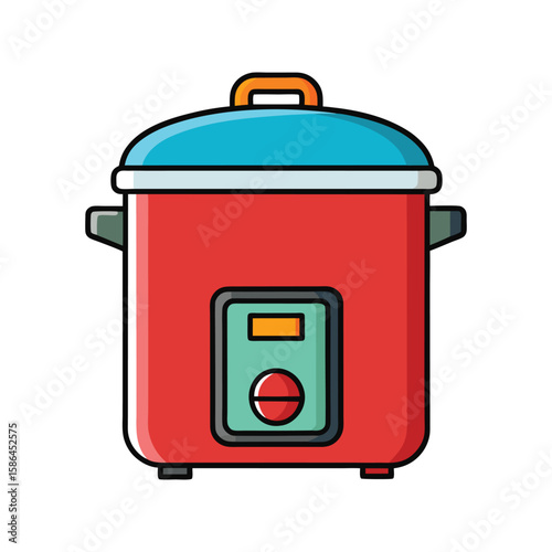 Vector Illustration of a Rice Cooker Kitchen Appliance Isolated on a White Background