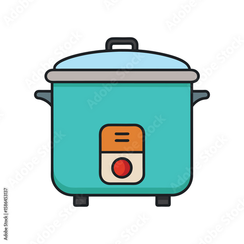 Vector Illustration of a Rice Cooker Kitchen Appliance Isolated on a White Background