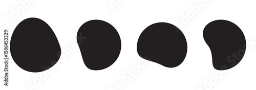 Abstract black blob shapes on a white background creative design element seamless pattern.