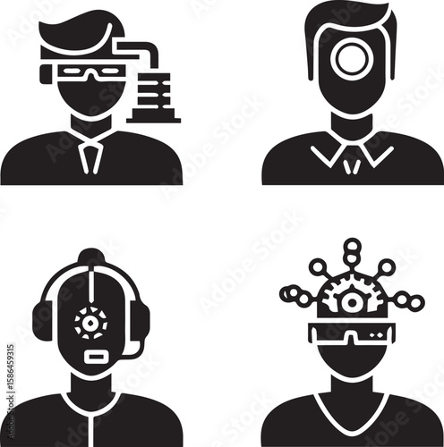 Technology Integrated People Icons