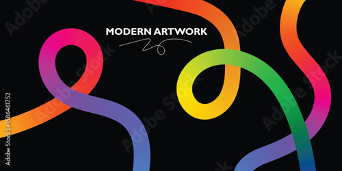 Vibrant Abstract Modern Art Design with Intertwined Colors