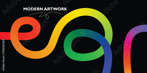 Vibrant Abstract Modern Art Design with Intertwined Colors