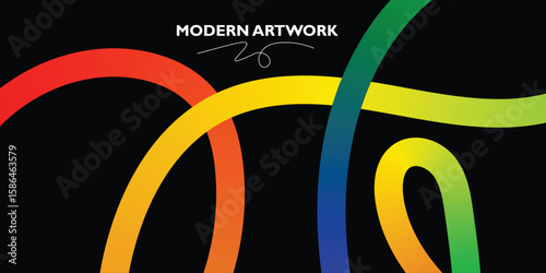 Vibrant Abstract Modern Art Design with Intertwined Colors