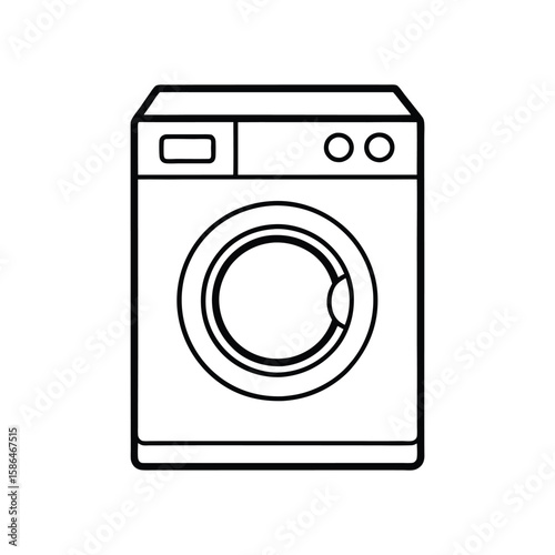 Vector Clip Art Illustration of a Washing Machine Outline Isolated on a White Background
