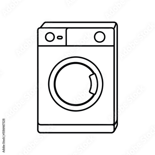 Vector Clip Art Illustration of a Washing Machine Outline Isolated on a White Background
