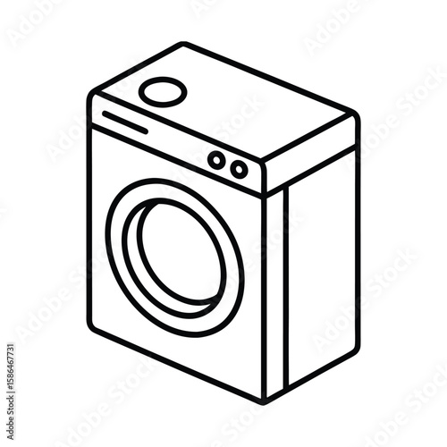 Vector Clip Art Illustration of a Washing Machine Outline Isolated on a White Background
