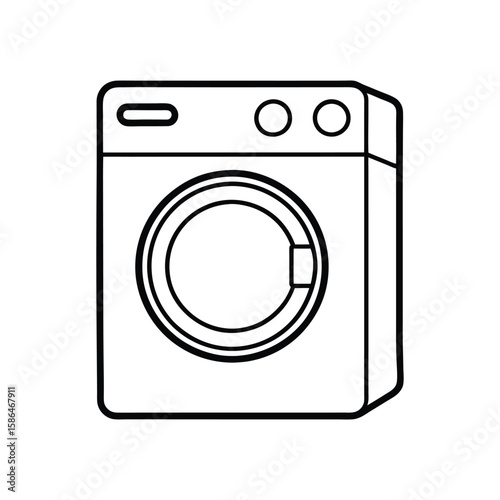 Vector Clip Art Illustration of a Washing Machine Outline Isolated on a White Background
