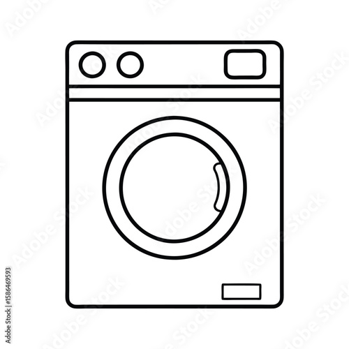 Vector Clip Art Illustration of a Washing Machine Outline Isolated on a White Background
