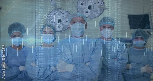 Wallpaper Mural Surgical team standing arms crossed in OR starting digital bars scrolling for medical monitoring Torontodigital.ca