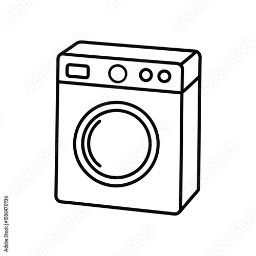 Vector Clip Art Illustration of a Washing Machine Outline Isolated on a White Background
