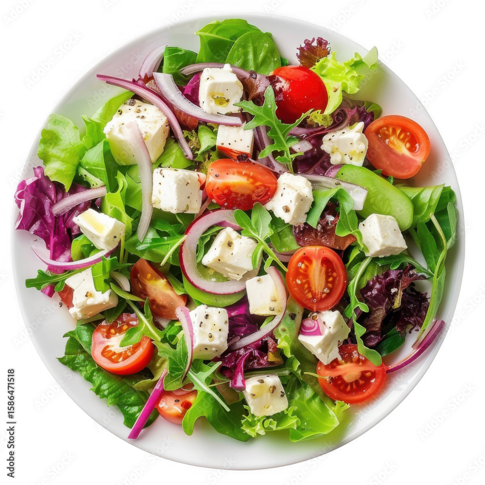 Vegetarian salad with goat cheese isolated on white and transparent background. Vegetarian salad with goat cheese isolated on white and transparent background.