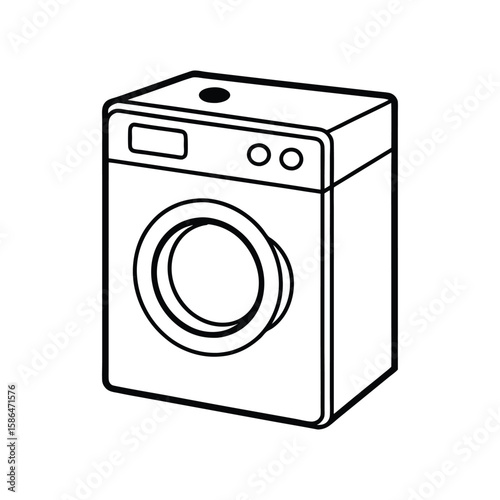Vector Clip Art Illustration of a Washing Machine Outline Isolated on a White Background
